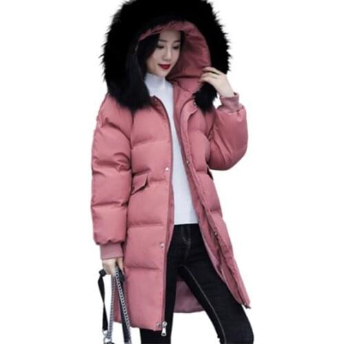 Maternity Clothes Plus-size down Feather Cotton-padded Clothes 2019 Winter New Style Fur Collar Hooded Thick Long Pregnant WOMEN