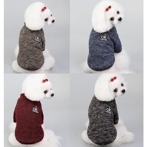 Dog Clothes Winter Knitted Dog Coat Small Dog Sweater Shih Chihuahua Poodle Puppy Jacket Pet Jumper Sweater For Dogs Cats S-XXL