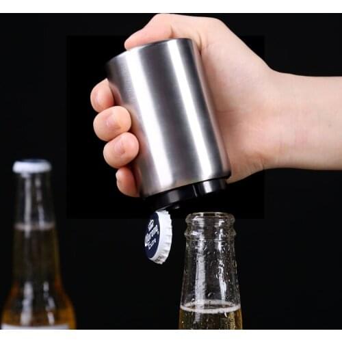 Press type bottle opener creative magnetic suction bottle opener Multifunctional 430 Stainless Steel Beer Opener