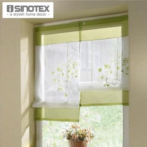 Roman Curtain Embroidered Rustic Liftable Ribbon Fashion Finished Gauze Curtains 1pcs/Lot With Plastic Tubes