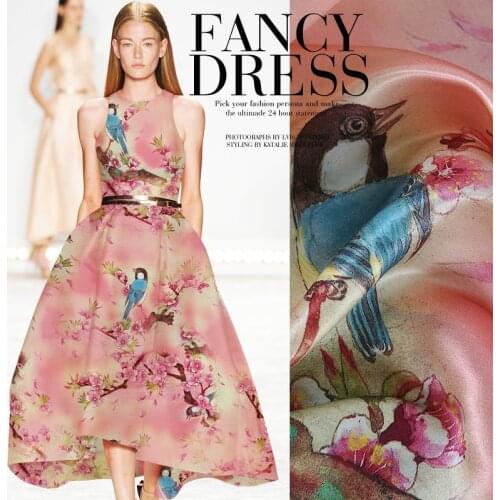 Printed silk satin 140 cm wide 40 mm / 35% silk + 65% wool material for sewing party dresses