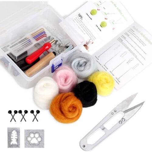Nonvor Needle Felt Supplies Starter Kit Yarn Roving DIY Wool Felting Fibre Sewing Mold Needlework Accessories Hand Spinning