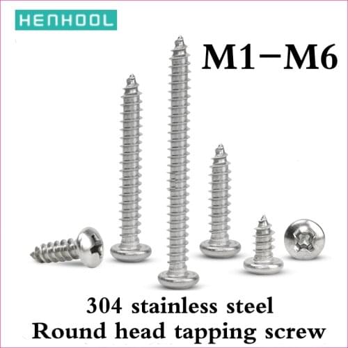 Cross Recessed Round Head lengthened Tapping Screw304Stainless Steel Micro Wood ScrewM1M1.2M1.4M1.7M2M2.2M2.3M2.6M3M3.5M4M5M6