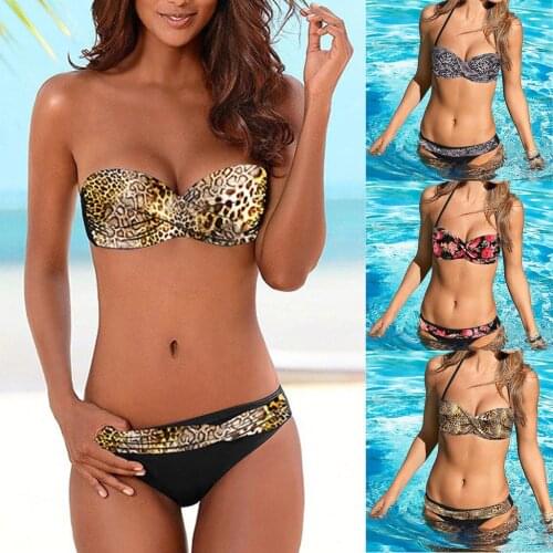 #Z35 Summer Swimwear Women Swimsuit Bikini Set Beachwear Leopard Print 2 Pieces Bikini Swimming Suit Bathing Suit купальник