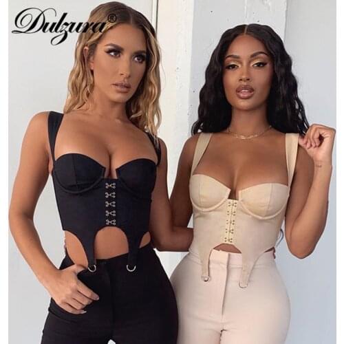 Dulzura button patchwork women crop top camis stripe backless streetwear bodycon sexy party club 2020 spring summer clothes cute