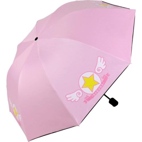 Anime Umbrella Cartoon Sailor Moon Action Figure Printed Card Captor Sakura Student Girls Three-Fold Anti-UV Sun Rain Umbrellas