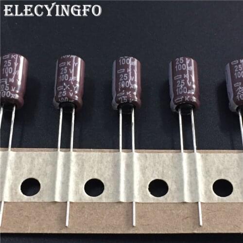 100pcs 100uF 25V100uf NCC KY Series 6.3x11mm Low Impedance Original 25V100uF Motherboard Capacitor