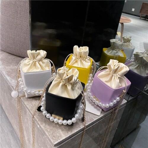 2020 Fashion mini women handbags square crossbody handbag pearl purse chain shoulder bags for ladies