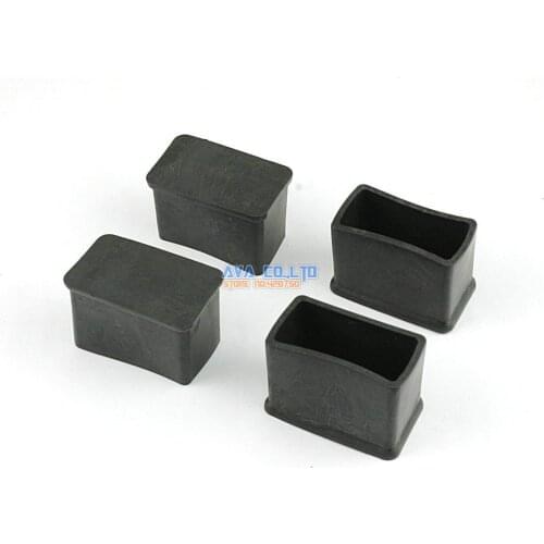 28 Pieces 15 x 30mm Rectangle Rubber Furniture Chair Table Feet Leg Cover Protector