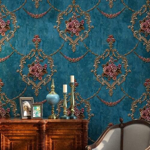 3D Pastoral Flower Non-woven Wallpaper Green European Style Bedroom Living Room Sofa TV Background Wallpaper Papel De Parede A&B