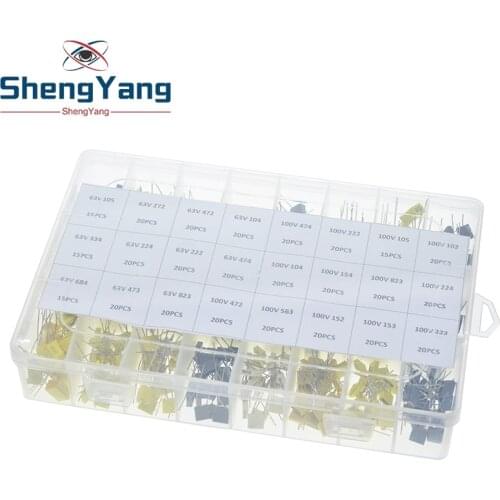 460PCS/BOX 63V 100V 24 Value Correction Capacitor Package Kit Polypropylene Safety Plastic Film 105-823 Set
