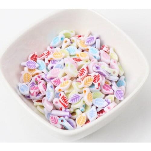 White Leaf Acrylic Spacer Beads For Jewelry DIY Fishing Wholesale 11x6mm 200pcs 2018 New KL122