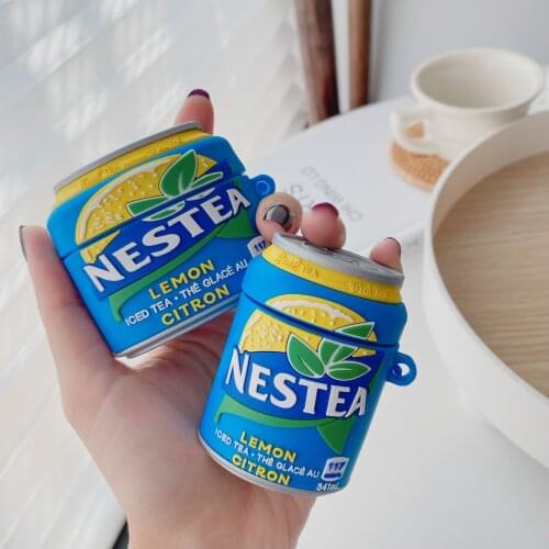 For AirPods 1 2 3 Earphone Case AirPods Pro Case Nestea Cute Soft drink black tea Headphone Cover Protect Wireless Headset cover