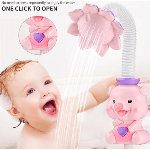 Electric Cute Pig Water Spray Bath Toys For Kids Baby Bathroom Bathtub Faucet Shower Toys Strong Suction Cup Children Water Game