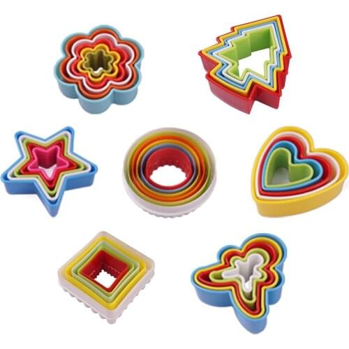 5Pcs Biscuit Mould Cookies Cutter Molds Plastic Cake Mould Plunger Forms For Cookies Cake Decorating DIY Baking Kitchen Tools