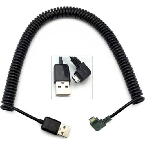 1m 3m Micro USB cable Male 90 degree Angled elbow to USB Male spring coil Reduced stretch Fast data Load cable
