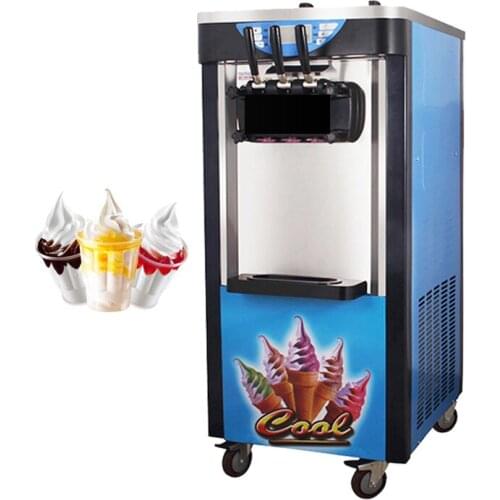 Commercial Soft Serve Ice Cream Machine Electric LCD Panel Ice Cream Maker Vertical 3 Flavors Ice Cream Machine 220V 110V