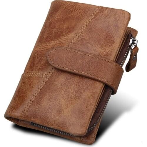 Rfid Genuine Leather Wallet Men Wallets Coin Purse Short Male Money Bag Quality Designer Mini Walet Money Bag