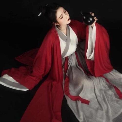 Hanfu Chinese Traditional Folk Dance Vintage Costume Elegant Improved Suit Han Dynasty Swordsman Cosplay Costume Outfit Women