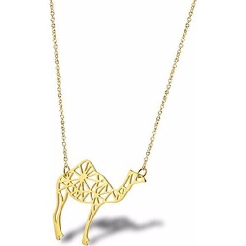 RIR Fashion Stainless Steel Camel Necklace Animal Jewelry Simple Camel Silhouette Shaped Jewelry Necklace Desert Gift