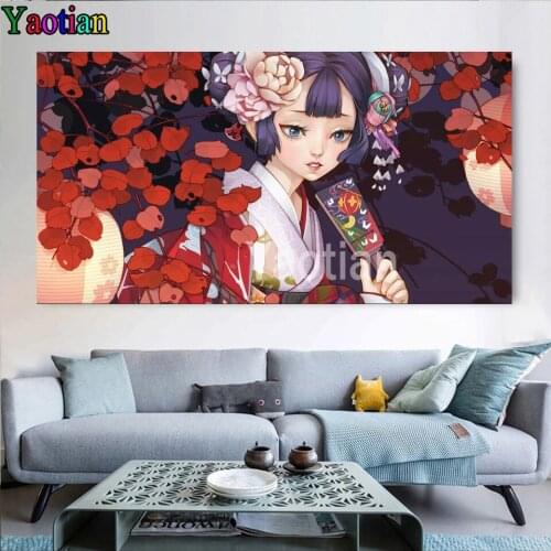 Cartoon japanese girl Diamond Painting 5D DIY Full Square/round Diamond Embroidery Kit, Rhinestone Cross Stitch Home Decor