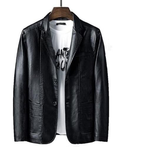 Men Leather Blazer Men Suit Mens Brand Suit Jacket Slim Fit Mens Classic PU Leather Blazer For Male