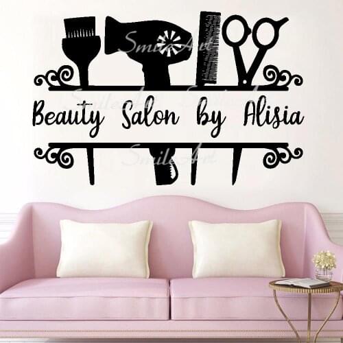 NEW Custom Name Beauty Salon Art Sticker Waterproof Wall Stickers Living Room Bedroom Wall Stickers Waterproof Wallpaper