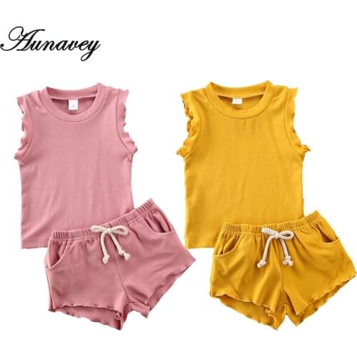 NEW 2020 Summer Kids Toddler Baby Girl Outfit Clothes Short Sleeve Top Shirt +Shorts 2pcs Set