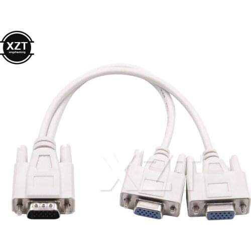 Newest Male VGA to 2 Female VGA Splitter Cable 2 Way VGA SVGA Monitor Dual Video Graphic LCD TFT Y Splitter Cable