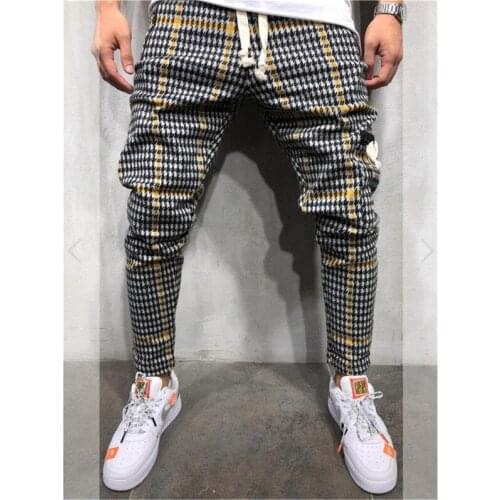 Casual Plaid Ankle-Length Pants Men Trousers Hip Hop Jogger Pants Men Sweatpants Japanese Streetwear Men Pants 2020 New