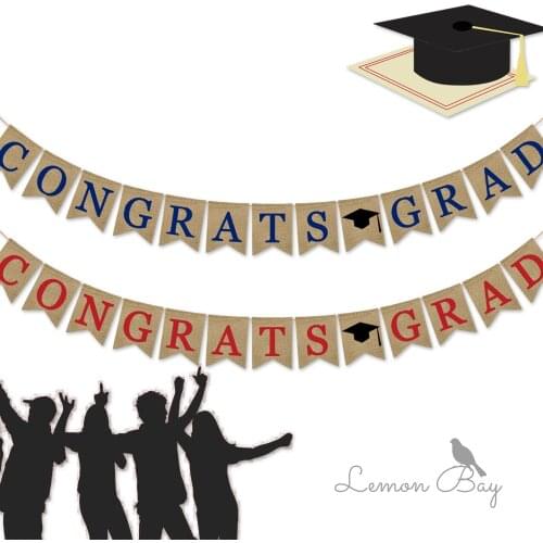 CONGRATS GRAD Pull The Flag Graduation Cap Bachelor Graduation Party Banner Decorative Items