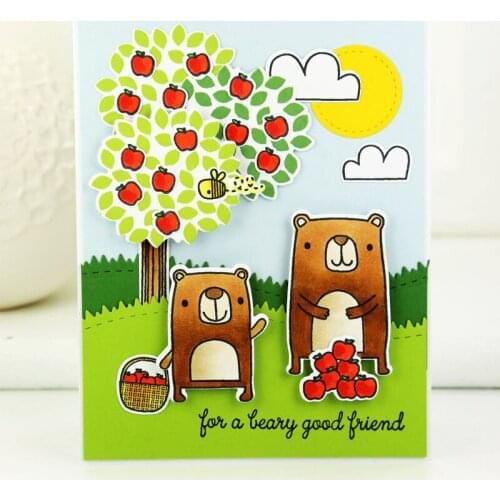 Bear Cloudy Apple Tree Transparent Clear Silicone Stamp for DIY Scrapbooking/Photo Album Cards Making Decorative Clear Stamp 4x6