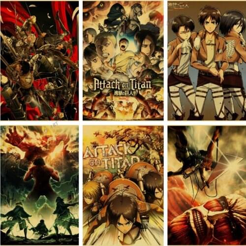 Retro Poster Attack on Titan Poster Japanese Anime Art Poster and Print Canvas Painting Zen Wall Picture Modern Home Decoration
