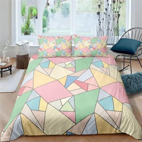 Luxury 3D Geometry Printed 2/3Pcs Bedding Set Comfortable Duvet Cover Pillowcase Home Textile Queen and King EU/US/AU Size
