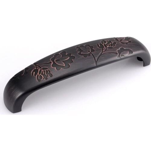 HJY Printing Flowers Furniture Handle Antique Cupboard Cabinet Handles Vintage Drawer Knob Retro Kitchen Door Pull Hardware Z072