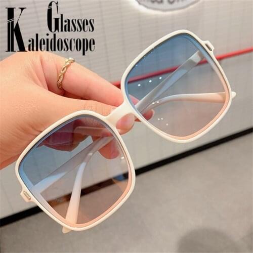 Blue Pink Sunglasses Women Luxury Brand Designer Square Sun Glasses Men Vintage Oversized Gradient Eyewear Shades UV400 Goggels