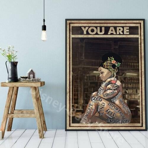 You Are Enough Poster African Black Girl Canvas Painting Posters and Prints Retro Wall Pictures for Home Decor Cuadros
