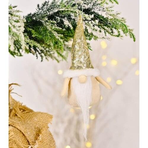 X6HD 4/8pcs Christmas Tree Hanging Gnomes Ornaments Handmade Sequins Swedish Tomte Gnome Fireplace Home Decor