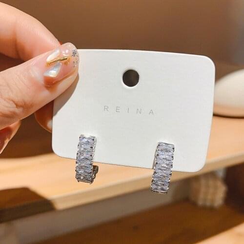 Luxury Trendy Silver Color Round Hoop Earrings Jewelry for Women CZ Cubic Zirconia Circle Small Earrings Wedding Party Gifts