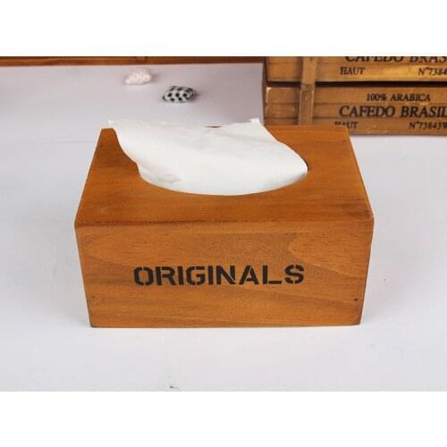 1PC 3 Colors Rectangular vintage wooden tissue box for office or hotel restaurant napkins tissue box J0941