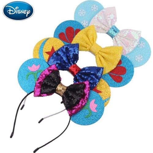 Disney Mouse 1pcs Ears Headband Star Festival DIY Girl Hair Accessories Christmas Sequin Hair Bows Party Hairband Mujer