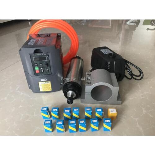 3KW Spindle CNC Router Spindle Motor ER20 Milling Spindle Kit + 3kw Inverter / Vfd+ 100mm Clamp Water Pump +13pcs ER20