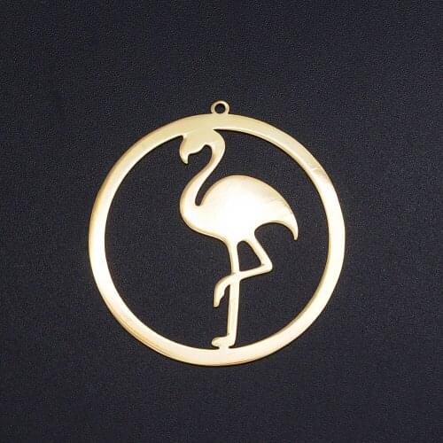 3pcs/lot Large Fashion Flamingo Stainless Steel Jewelry Pendant for Earrings DIY Charms Wholesale Never Tarnish