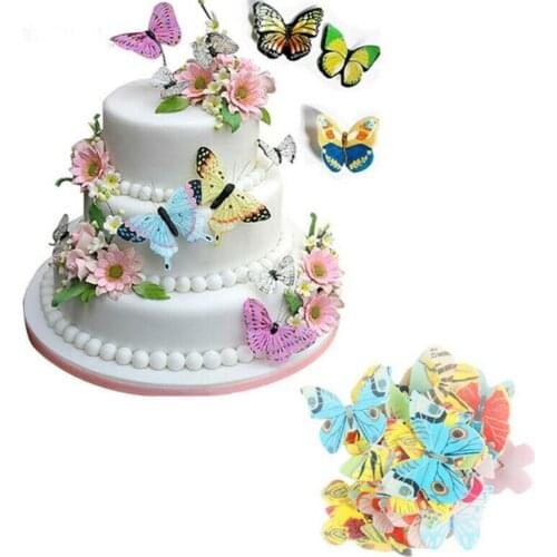42pcs/set Edible Glutinous Wafer Rice Paper Butterfly Cake Decorations Wedding Birthday Party Toppers Decoration Baking Supplies