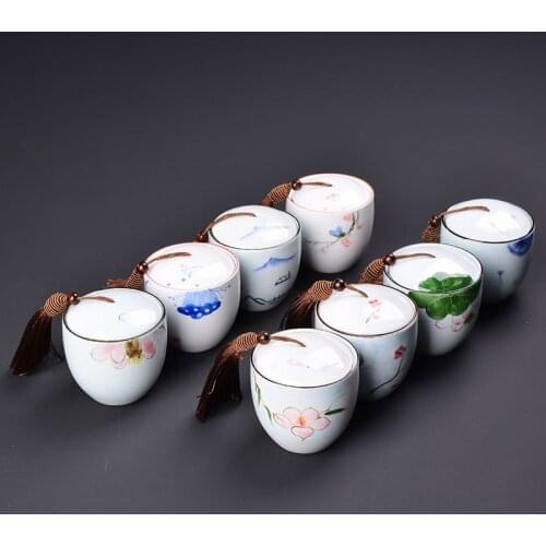 Favpet 8cm*7.7cm urn pet animal cremation bird dog cat ash hand-painted ceramic pot small size painted celadon souvenir sealed