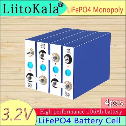4pcs LiitoKala GRADE A NEW 3.2V 100Ah 105Ah lifepo4 battery CELL 12V 24V for EV RV battery pack diy solar EU US TAX FREE