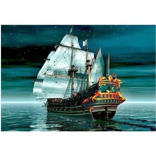 5D DIY Diamond Painting cross stitch Sailing on the sea study diamond embroidery room decoration diamond mosaic Picture