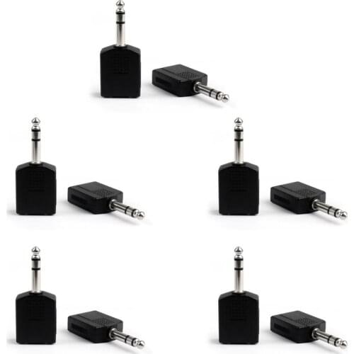 Areyourshop Earphone Headphone Y Splitter 1/4" 6.35mm Stereo Plug Adapter to 2 Way 6.35mm Mono Jack Audio Connector
