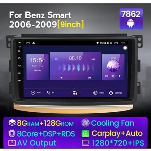 6G 128G Android 11 Car Radio Multimedia Video Player For Benz Smart fortwo 2005 2006 2007 2008 2009 2010 Navigation GPS BT 2 DIN