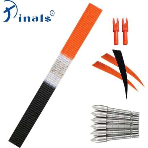 Pinals Archery Carbon Arrows Spine 500 600 700 800 900 ID 4.2mm Shaft Points Nocks 4inch Turkey Feather Vanes Recurve Hunting